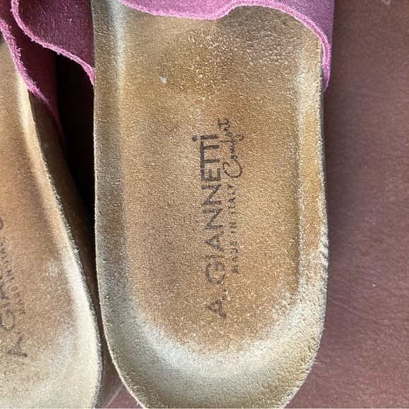 A. Giannetti | Suede One Strap Minimalist Slip On Slide Sandal - Picture 5 of 7